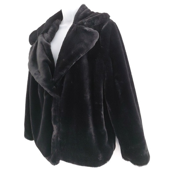 Kensie Women's Reversible Plush Jacket Faux Fur Teddy Coat Size Large Cozy Boxy - Picture 2 of 8